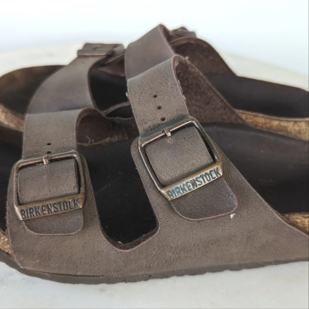 Birkenstock Arizona Kids Brown Leather Sandals - Picture 6 of 11